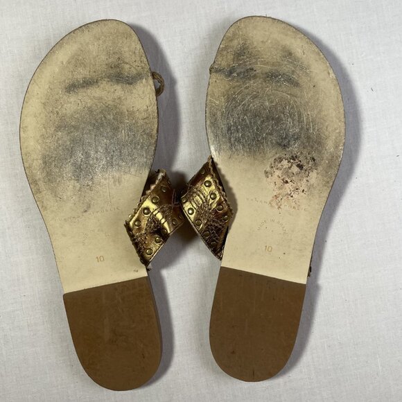 Banana Republic Western Flats Size 10 Bronze Thong Toe Ring Sandals Vintage 90s - Picture 12 of 12